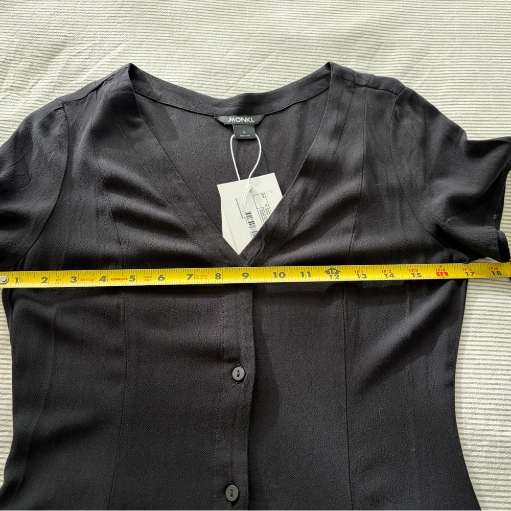 Elegant Monkl Black Button-Down Dress S - Picture 7 of 9